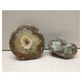 Lot of 2 round agate geode cross-sections