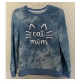 Cat Mom Crew Neck Graphic Sweatshirt Size M