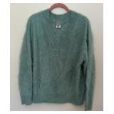 Nouveaux 100% Cashmere Brushed Teal V-Neck