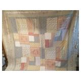 Pastel patchwork quilt, queen sized machine made