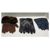 Lot of 3 Pairs of Ladies Gloves