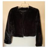 Planet Gold Black Faux Fur Cropped Jacket Small