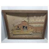 Vintage hand-crafted fiber art wall hanging