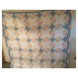 Handmade double wedding ring quilt, 80x80