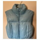 Anwnd Faux Leather Cropped Puffer Vest Small