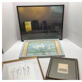 Lot of 4 pieces of Framed Art