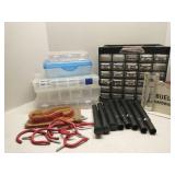Plastic storage bins and hardware