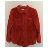 Belle Kim Gravel Orange Fuzzy Sherpa-Shurt Jacket