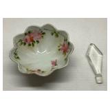 Antique Japanese Porcelain Bowl &  Clear Glass