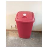 Sterilite red trashcan w/ lid