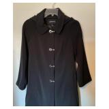London Fog Black Hooded Coat Silver Toggle Clasp S