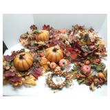 Tote of fall decorations & pumpkins