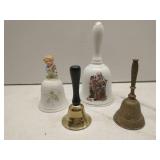 Lot of 4 bells, 2 are brass