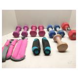 Group of weights & dumbbells