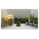 Lot of 6  Faux Greenery & Flower Decor