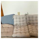 Lot of 6 Chair Tie Cushions & 2 Throw Pillows