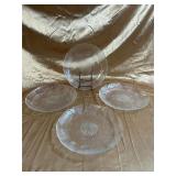 4 Etched Glass Dining Plates
