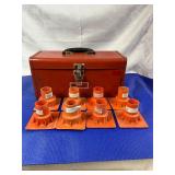 8 Rebar Safety Tops and Metal Tool Box