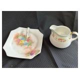 Vintage Porcelain Creamer and Serving Plate