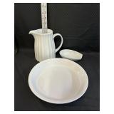 Lot Porcelain Pitcher, Spoon Tray and Bowl