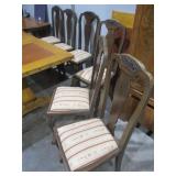Set of 6 Wood Dining Chairs - Upholstered Seats