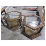 Pair Glass Top Accent Tables