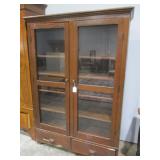 Vintage Glass Front Cabinet w/5 Shelves