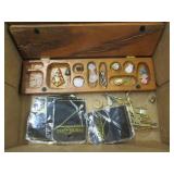 Costume Jewelry, Stones & Wood Box