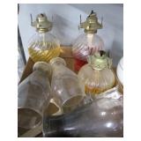 Three Oil Lamps w/Chimneys