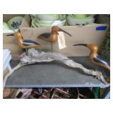 Wood Carved Sand Pipers on Drift Wood
