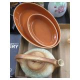 Two BriqueWare Dishes & McCoy Teapot