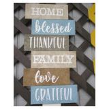 Wood Art - Home, Blessed, Thankful