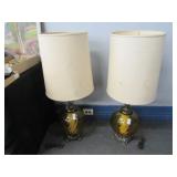 Pair of Glass Base Lamps w/Shades