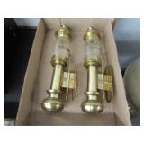 Goldtone Metal & Glass Wall Sconces