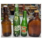 vintage set of glass bottles
