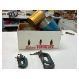 box of coffee cans and vise grips