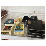 eight track player and 4 tapes