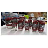 15 piece coke glass set with pitcher