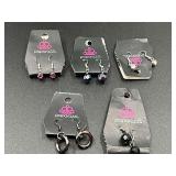 Ladies fashion estate Paparazzi earrings, five pair, see pictures for details.