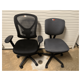 Rolling, adjustable office desk chairs, two pieces, see pictures for details.