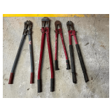 Heavy duty bolt cutters, four pieces, see pictures for details.