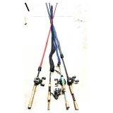 4-Fishing rods, with reels, see pictures for details.