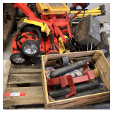 Pallet lot of assorted lighting, tire chocks, tripods, and more. See pictures for details.