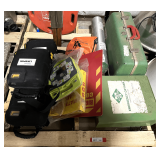 B1...Pallet lot of emergency medical equipment, includes defibrillators, oxygen tank, vintage military style cot stretcher, and more. See pictures for details.