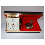 Phinney-Walker Alarm Clock and Fire Brigade Pocket Watch Set