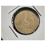 1911 FRENCH 20 FRANCS 'ROOSTER' GOLD COIN