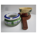Ceramic Ashtray, Watt Bowl, and Wood Serving Set