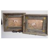 Two Rustic Wooden Picture Frames with Shotgun Shell Accents
