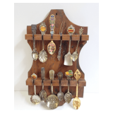 Souvenir Spoon Collection with Display Rack