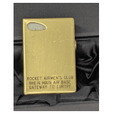 WESTERN GERMANY ESPRIT LIGHTER ENGRAVED  ROCKET AIRMEN'S CLUB RHEIN MAIN AIR BASE GATEWAY TO EUROPE